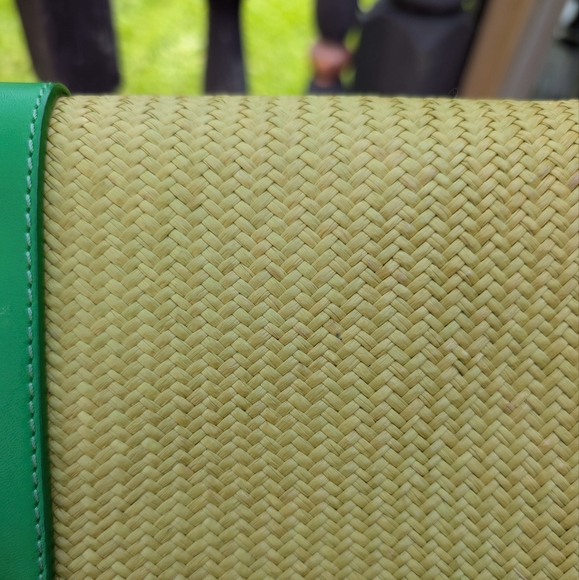 Kate Spade Wicker Clutch with Green Leather Accents - Picture 15 of 16